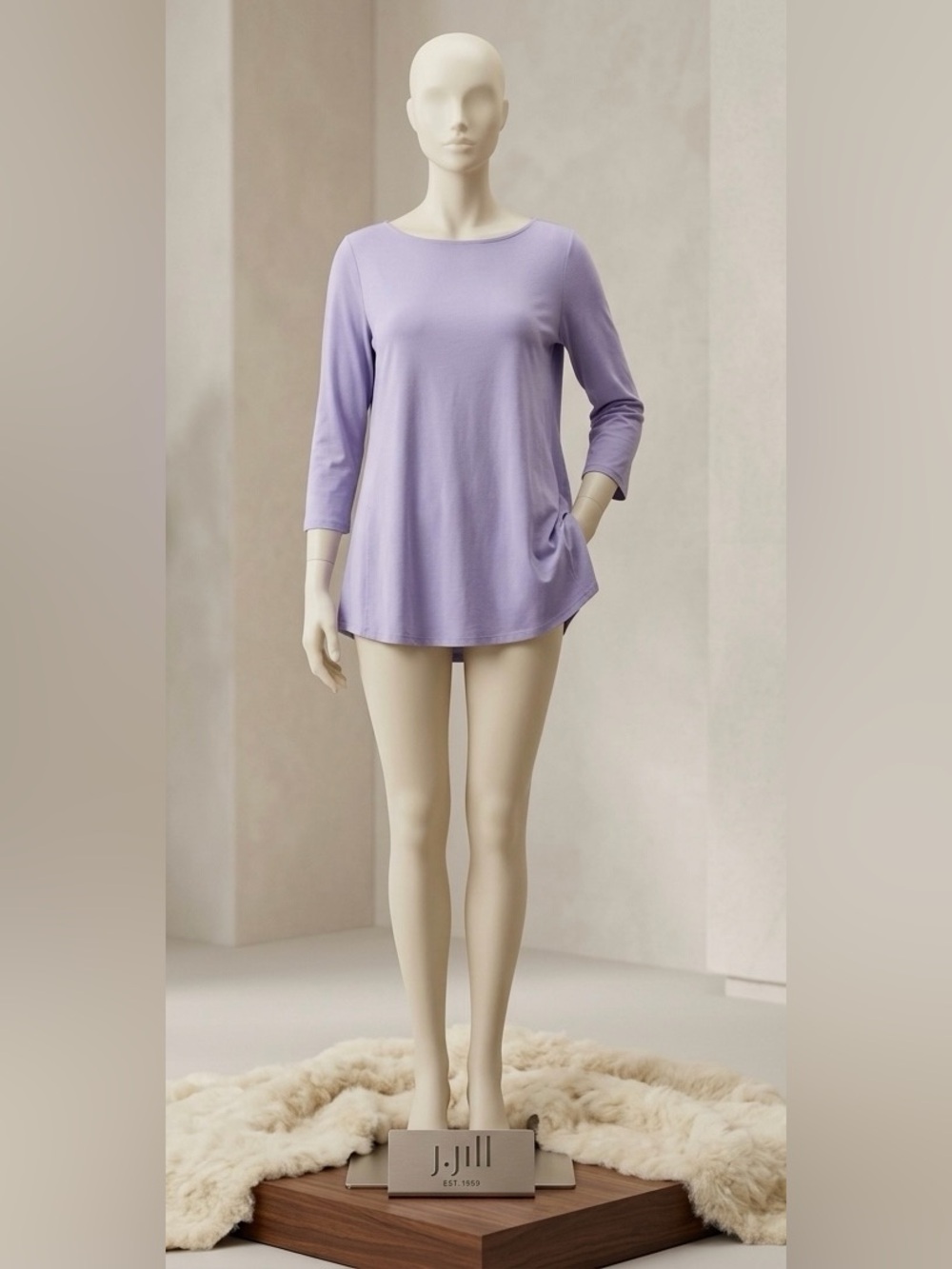 J. Jill WearEver Collection 3/4 Sleeve Shirt in Purple Size Medium